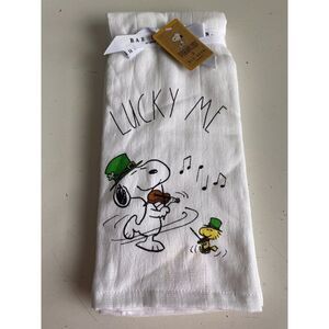 2 Pack Peanuts Rae Dunn Snoopy Woodstock LUCKY ME St Patrick Day Kitchen Towels